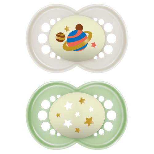 MAM Night Pacifier 6-16 Months Unisex 2 Pack Glow in the Dark