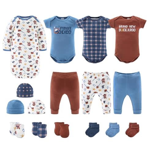 The Peanutshell Newborn Clothes & Accessories Gift Set for Baby Boys, 16 Piece Layette Set, Fits Newborn to 3 Months