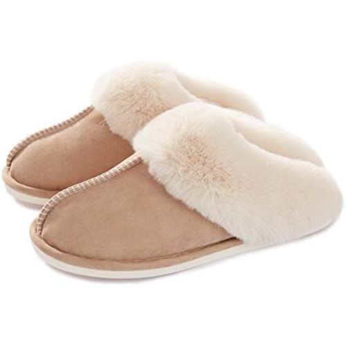 Donpapa Womens Slipper with Memory Foam Fluffy Soft Warm Slip On House Slippers Anti-Skid Cozy Plush for Indoor Outdoor