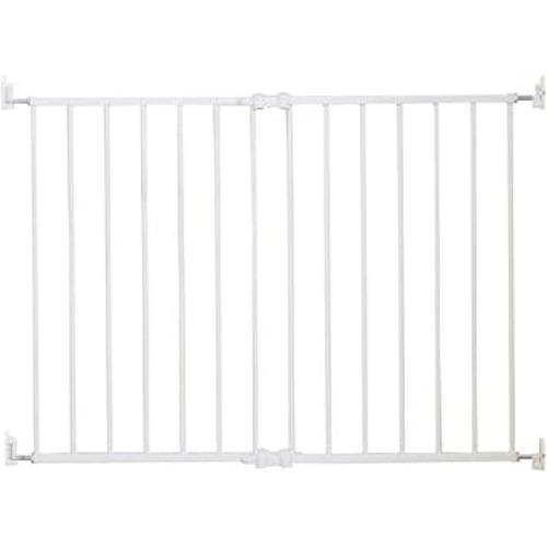 Qdos Safety Extending SafeGate Baby Gate - Meets Tougher European Standards - Angle Mount Capable - Templates for Easy Installation - Top of Stairs - Fits openings 26"-41"| Hardware Mount | White