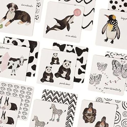 High Contrast Baby Toys for Newborn (Set of 10) - Minimalist 0-3 Month Toys (5.5” x 5.5” x 0.75”) - Durable Black and White Baby Toys 0-3 Months - Curious Baby Activity Cards & Infant Tummy Time Toys