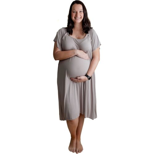 Three Little Tots Plus Size Labor and Delivery Hospital gown Maternity Nursing Nightgown Multi