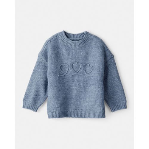 Baby Girl Embroidered Heart Long-Sleeve Sweater - Blue - OshKosh B'gosh | Carter's