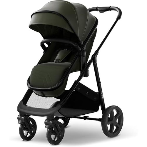 Mompush Wiz 2-in-1 Convertible Baby Stroller with Bassinet Mode, Foldable Infant Stroller with Reversible Seat and Large UPF 50+ Canopy