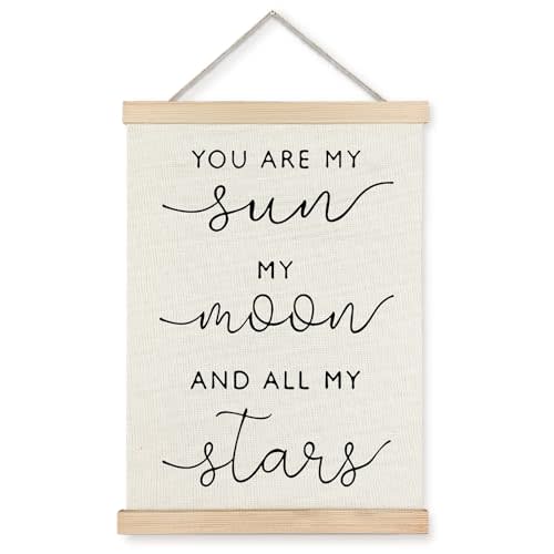 Supwhd Nursery Wall Decor, You are My Sun My Moon and All My Stars Poster Hanger Frame Wall Decor for Decor for Girl Boy Kids Teen Room Playroom Nursery, 12x16 Inches
