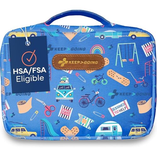 KeepGoing Large Home First Aid Kit for Kids – 270 Pc. for Car, Home, Dorm, & Boat with Latex-Free Bandages – 10 x 7 x 3.5 in. Travel First Aid Kit (Signature)