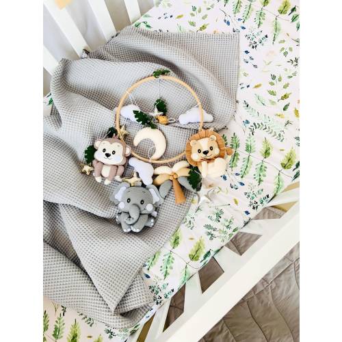 Safari baby mobile Personalized Jungle nursery mobile decor African animals crib mobile Lion hanging mobile Gender neutral baby shower gift