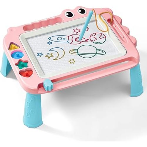 SGILE Toys for Kids, Magnetic Drawing Board for Early Learning, Color Erasable Doodle Writing Pad Gift for Baby Girls Boys, Painting Sketch Pad with Four Stamps for 3 4 5 Year Old Toddlers, Pink