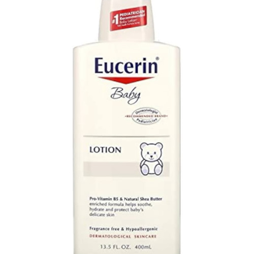 Eucerin Baby Body Lotion, Hypoallergenic and Fragrance Free Baby Lotion with Pro-Vitamin B5 and Shea Butter, 13.5 Fl Oz Bottle