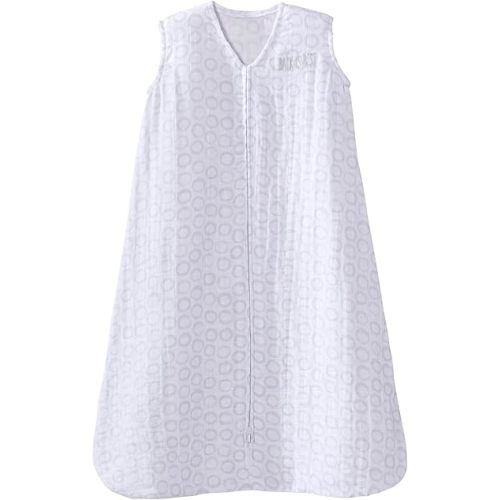 HALO Sleepsack, 100% Cotton Muslin Wearable Blanket, Swaddle Transition Sleeping Bag, TOG 0.5, Grey Open Circles, Medium, 6-12 Months