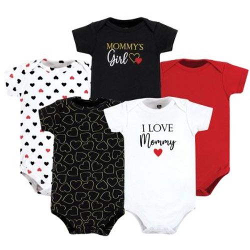 Hudson Baby Infant Girl Cotton Bodysuits, Girl Mommy Red Black 5Pk