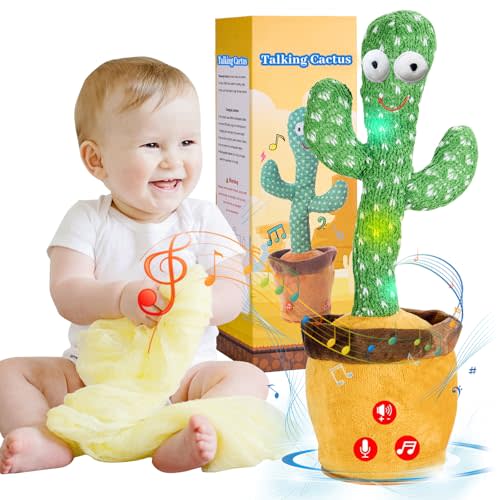JAKCJFII Dancing Talking Cactus Baby Toys Boy Girl Gifts, Singing Mimicking Recording Toys Repeats What You Say, Comes with 120 English Songs Singing Talking Musical Toys