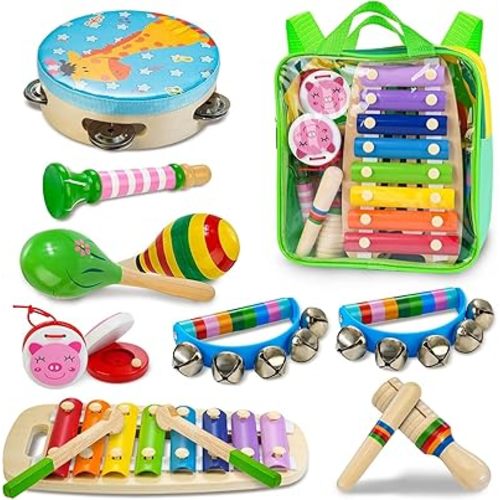 Kids Musical Instruments, Montessori Wooden Musical Toys for Toddlers