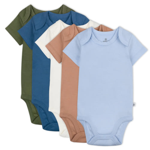 5-Pack Organic Cotton Short Sleeve Bodysuits | Earthy Blues | Honest Baby Clothing