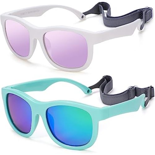 Flexible Polarized Baby Sunglasses with Adjustable Strap for Toddler Newborn Infant Age 0-24 Months