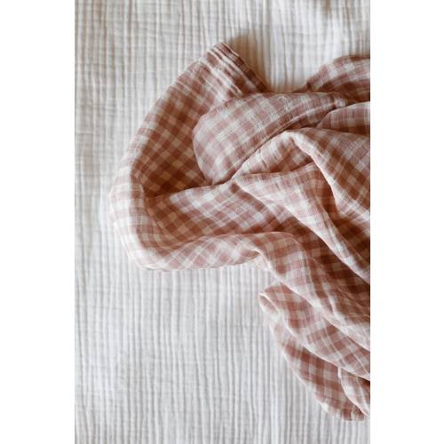 CHECKED COTTON MUSLIN COMFORT BLANKET