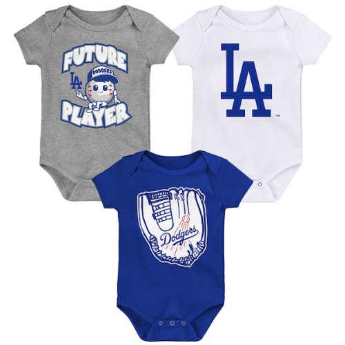Newborn & Infant Los Angeles Dodgers Royal/White/White Minor League Player Three-Pack Bodysuit Set