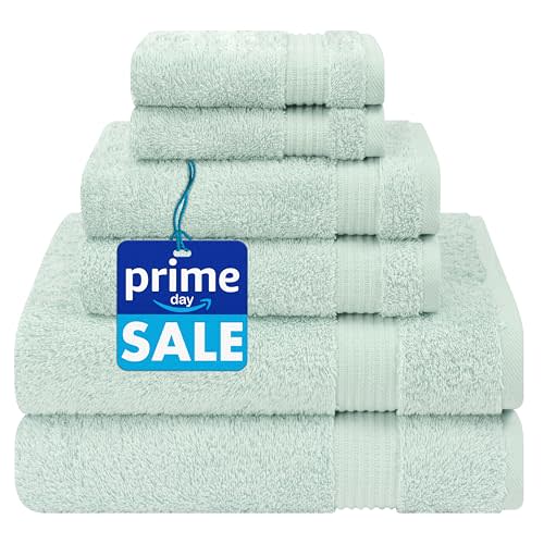 Cotton Paradise 6 Piece Towel Set, 100% Cotton Soft Absorbent Turkish Towels for Bathroom, 2 Bath Towels 2 Hand Towels 2 Washcloths, Mint Towel Set