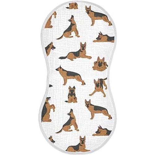 vvfelixl Burp Cloths German Shepherd Dogs for Baby Boy Girls Baby Washcloths Burp Rags 1 Pack White
