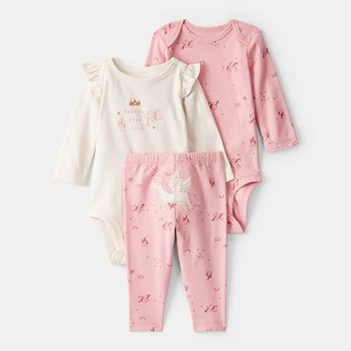 Baby Girls Carter’s 3-pc. Unicorn Long-Sleeve Bodysuit & Pant Set