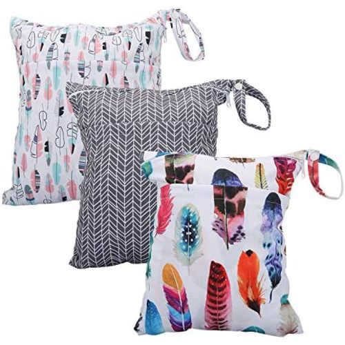 TRENSOM Wet Dry Bag for Breast Pump Parts Waterproof Reusable bags with Two Zippered Pockets Heart Cactus Wet Bag for Cloth Diapers Travel Beach Pool Yoga Gym Bag for Swimsuits Wet Clothes 2 pcs