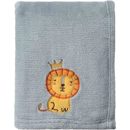 CREVENT 30''X40'' Small Fluffy Warm Toddler Baby Blanket for Boy Infant Toddler Crib Cot Stroller - Grey Lion