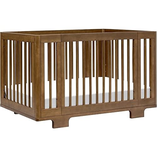 Babyletto Yuzu Convertible All-Stages Bassinet, Midi, Full-Size Crib in Natural Walnut, Greenguard Gold Certified, Portable & Adjustable with Conversion Kits and Pads Included