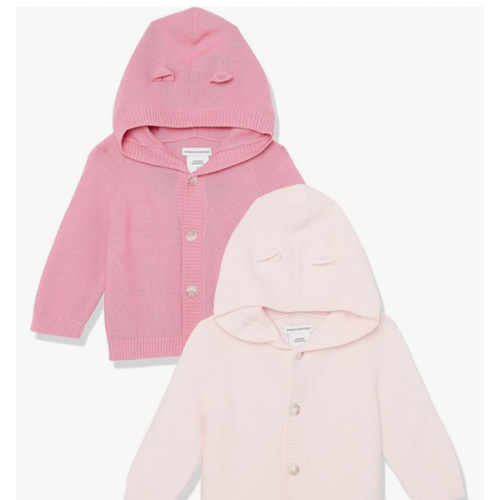 3-6 months Amazon Essentials Unisex Babies' Hooded Sweater, Pack of 2