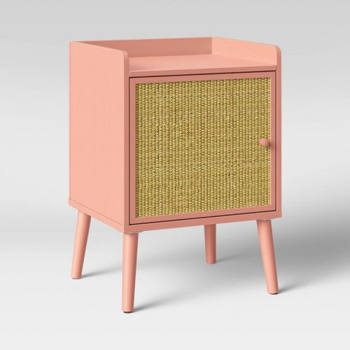 Rattan & Wood Bedside Kids' Cabinet Rose Pink - Pillowfort™