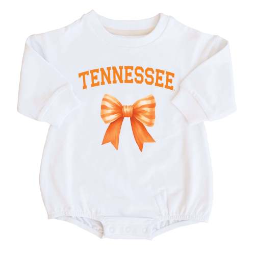 University of Tennessee | Footballs & Bows Graphic Sweatshirt Bubble Romper