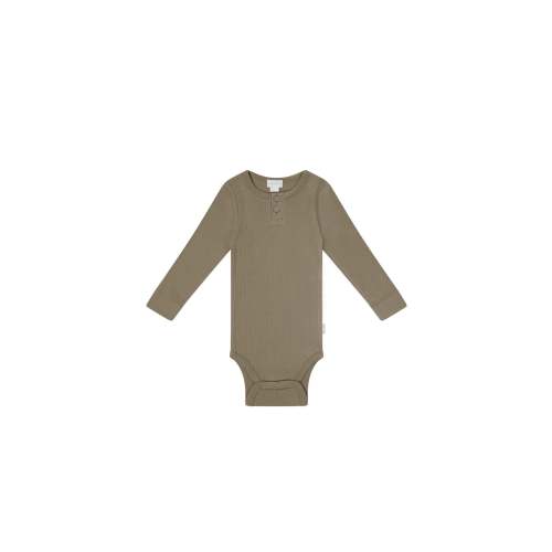 Organic Cotton Modal Long Sleeve Bodysuit - Sepia