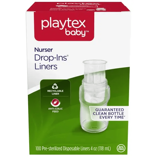 Playtex Baby Nurser Pre-Sterilized Disposable Bottle Liners, Closer to Breastfeeding, 4 oz, 100 Count