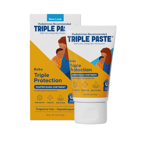 Triple Paste Diaper Rash Cream, Hypoallergenic Medicated Ointment for Babies, Overnight and Daily Protection, 2 oz HSA/FSA Eligible