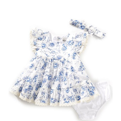 Rare Editions Baby Girls 3-24 Months Flutter-Sleeve Floral-Printed Fit-And-Flare Dress