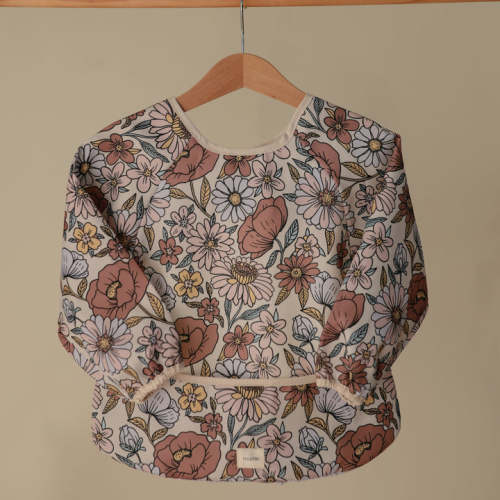 Mushie Long Sleeve Bib – Retro Flowers