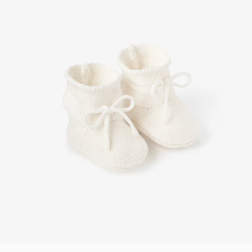White Garter Knit Baby Booties – Elegant Baby