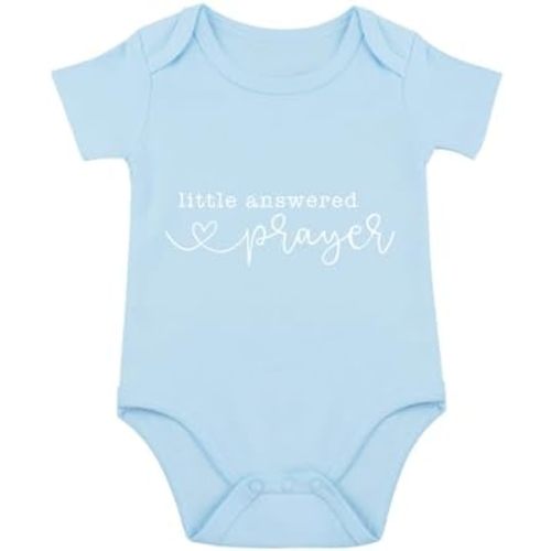 Little Answered Prayer Infant Reveal Ideas Pregnancy Baby Announcement Bodysuit Girl And Boy 0-12M