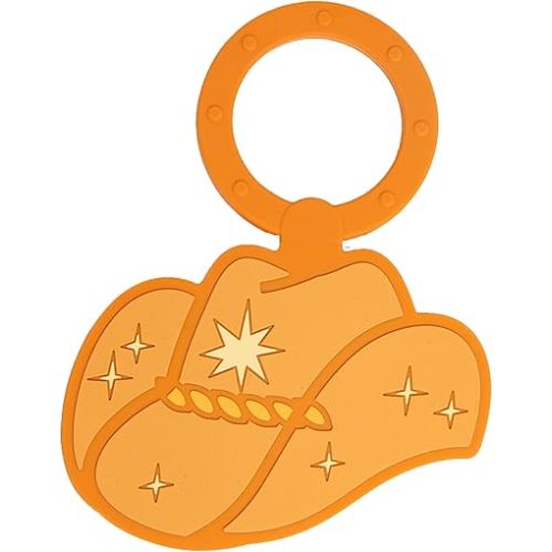 Pearhead Cowboy Hat Teether Ring, Soft Silicone Teething Toy, Sensory Development, Easy to Hold and Chew, Dishwasher Safe, Refrigerator Safe, BPA Free
