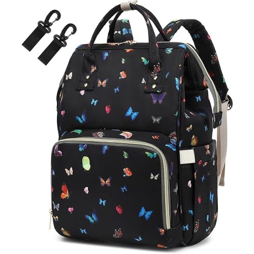 Butterfly Diaper Bag Backpack for Baby Girls, Mom Waterproof Large Nappy Bags for Women
