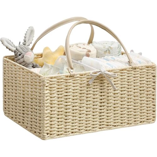 Baby Diaper Caddy Organizer, Paper Rope Storage Baskets