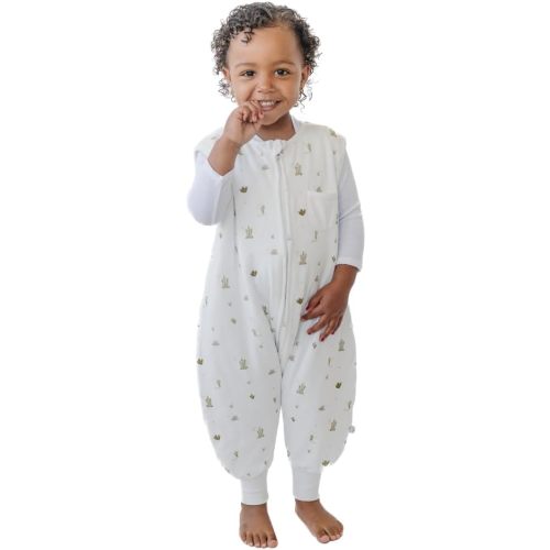 Tealbee DREAMSUIT: Toddler Sleep Sack with Feet 12-18 Months, 18-24 Months - 0.8 TOG Lightweight Summer Baby Wearable Blanket for Walkers - Rayon Made from Bamboo, Organic Cotton Sleeping Bag - Cactus
