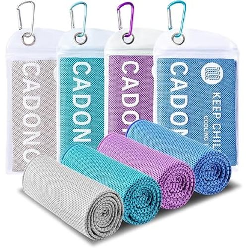 4 Pack Cooling Towel (40"x12"), Soft Breathable Chilly Towel, Ice Towel, Microfiber Towel for Yoga, Sport, Running, Workout,Gym, Camping, Fitness, Workout & More Activities(Multicolor)