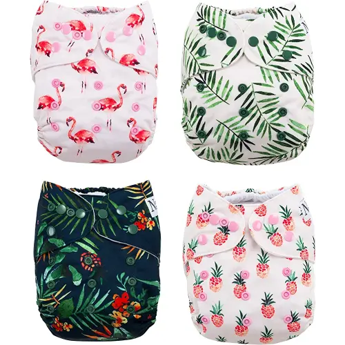 The Hollywood Hotel 4-Pack Cloth Pocket Diapers with 4 Bamboo Inserts