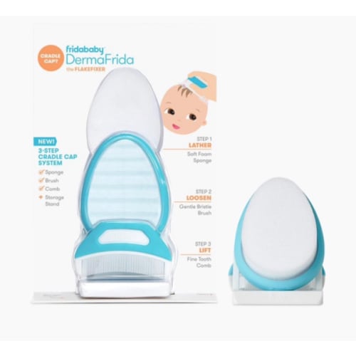 Amazon.com : Frida Baby The 3-Step Cradle Cap System | DermaFrida The FlakeFixer | Sponge, Brush, Comb and Storage Stand for Babies with Cradle Cap : Baby