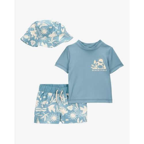 Baby 3-Piece "Beach Vibes" Rashguard Swim Trunk & Hat Set - Carter's | Carter's