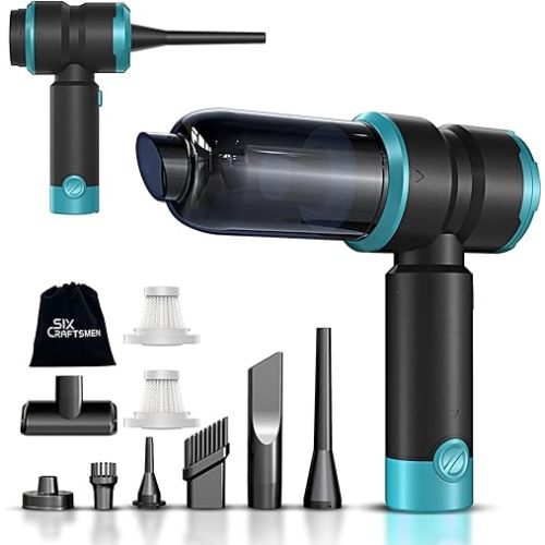 Handheld Car Vacuum Portable Cordless with 2000mAh Battery, 4 in 1 Handheld Vacuum Cleaner and Air Duster ,15000PA Portable Mini Hand Held Vacuum Rechargeable for Home, Car, Office, Pet Hair(Blue)