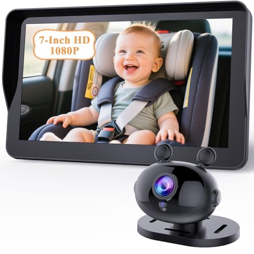 Wkzay 7-Inch Car Camera for Baby: AHD 1080P Display with Real-Time Monitoring - Clear Night Vision Easy Setup Carseat Camera for 0-3 Years Infants