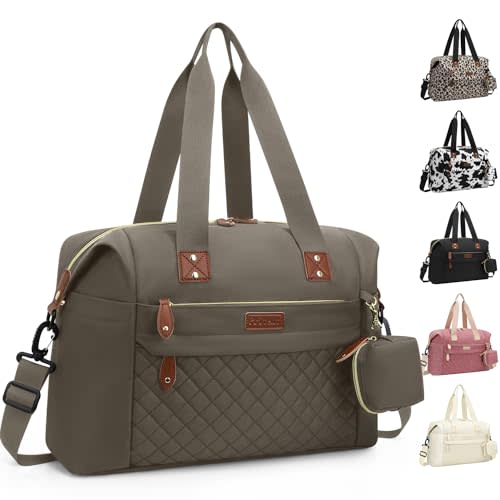 Pritent Diaper Bag Tote, Diaper Baby Bags with Pacifier Case, Shoulder Straps, Stroller Clips, Waterproof Large Mommy Bag Maternity Bag Travel Baby Bag for Mom and Dad, khaki
