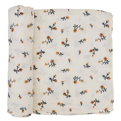 Cream Floral Muslin Swaddle Blanket by Mebie Baby – Avery and Everett