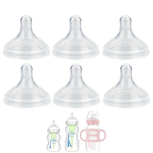 Silicone Nipple for Dr. Brown's Natural Flow Level 3 Wide-Neck Baby Bottle, 6m+, Fast Flow, 6 Count